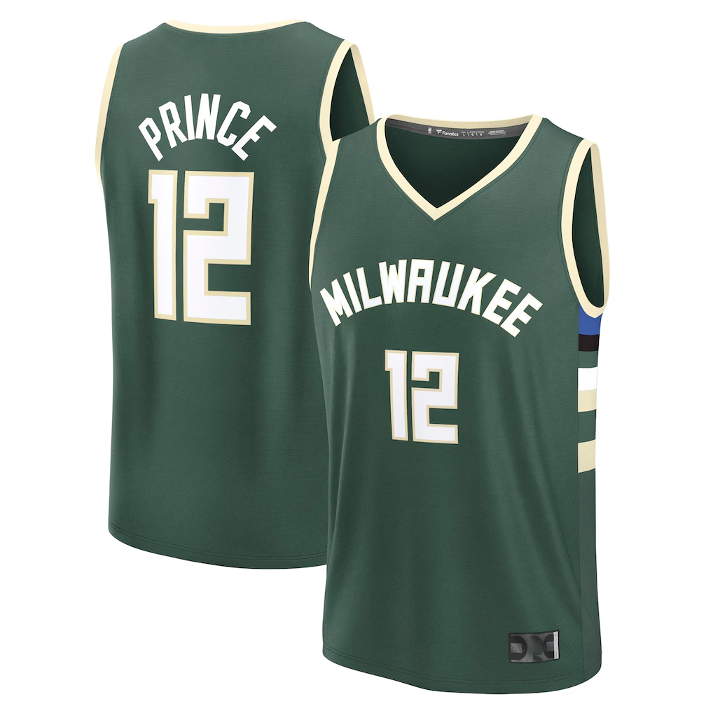 tocy M.Bucks #12 Taurean Prince Hunter Green Fast Break Replica Player Jerseys - Icon Edition