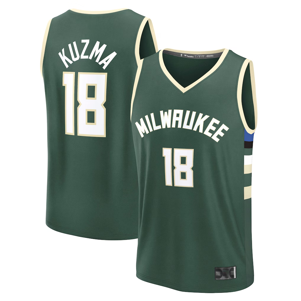 tocy M.Bucks #18 Kyle Kuzma Hunter Green Fast Break Replica Player Jerseys - Icon Edition