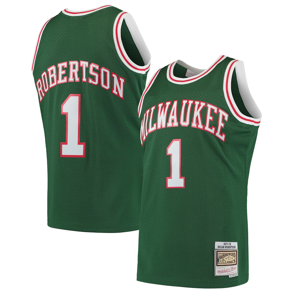 tocy M.Bucks #1 Oscar Robertson Mitchell & Ness Green 197172 Hardwood Classics Swingman Jerseys