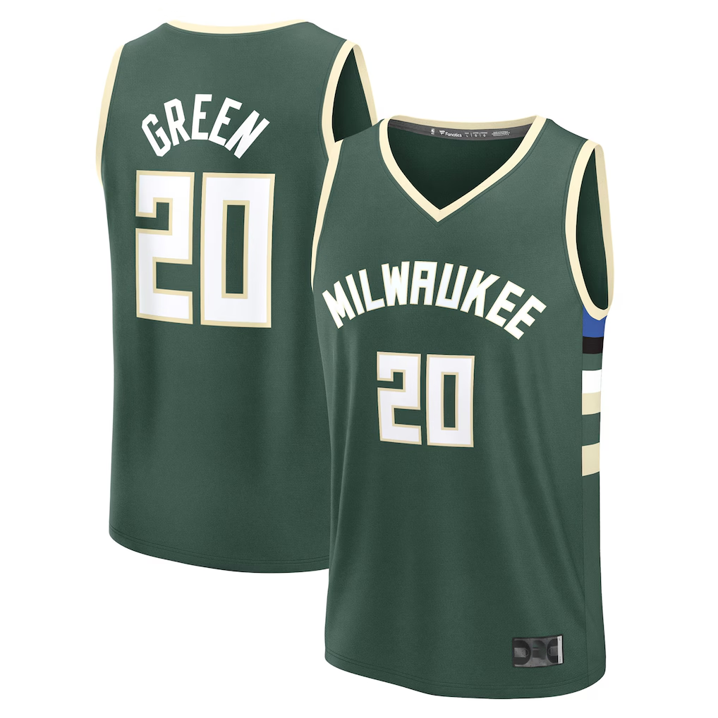 tocy M.Bucks #20 A.J. Green Hunter Green Fast Break Replica Player Jerseys - Icon Edition