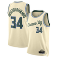 tocy M.Bucks #34 Giannis Antetokounmpo Cream 2025-26 Swingman Jerseys - City Edition
