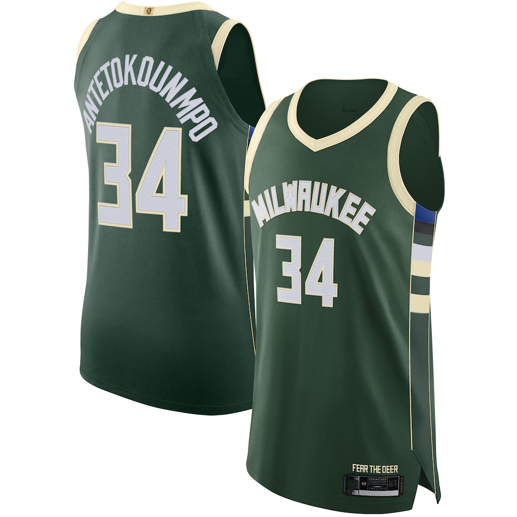tocy M.Bucks #34 Giannis Antetokounmpo Hunter Green Authentic Jerseys - Icon Edition