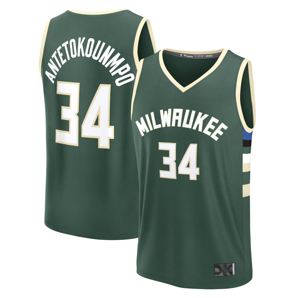 tocy M.Bucks #34 Giannis Antetokounmpo Hunter Green Fast Break Replica Player Jerseys - Icon Edition