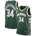 tocy M.Bucks #34 Giannis Antetokounmpo Hunter Green Swingman Jerseys - Icon Edition