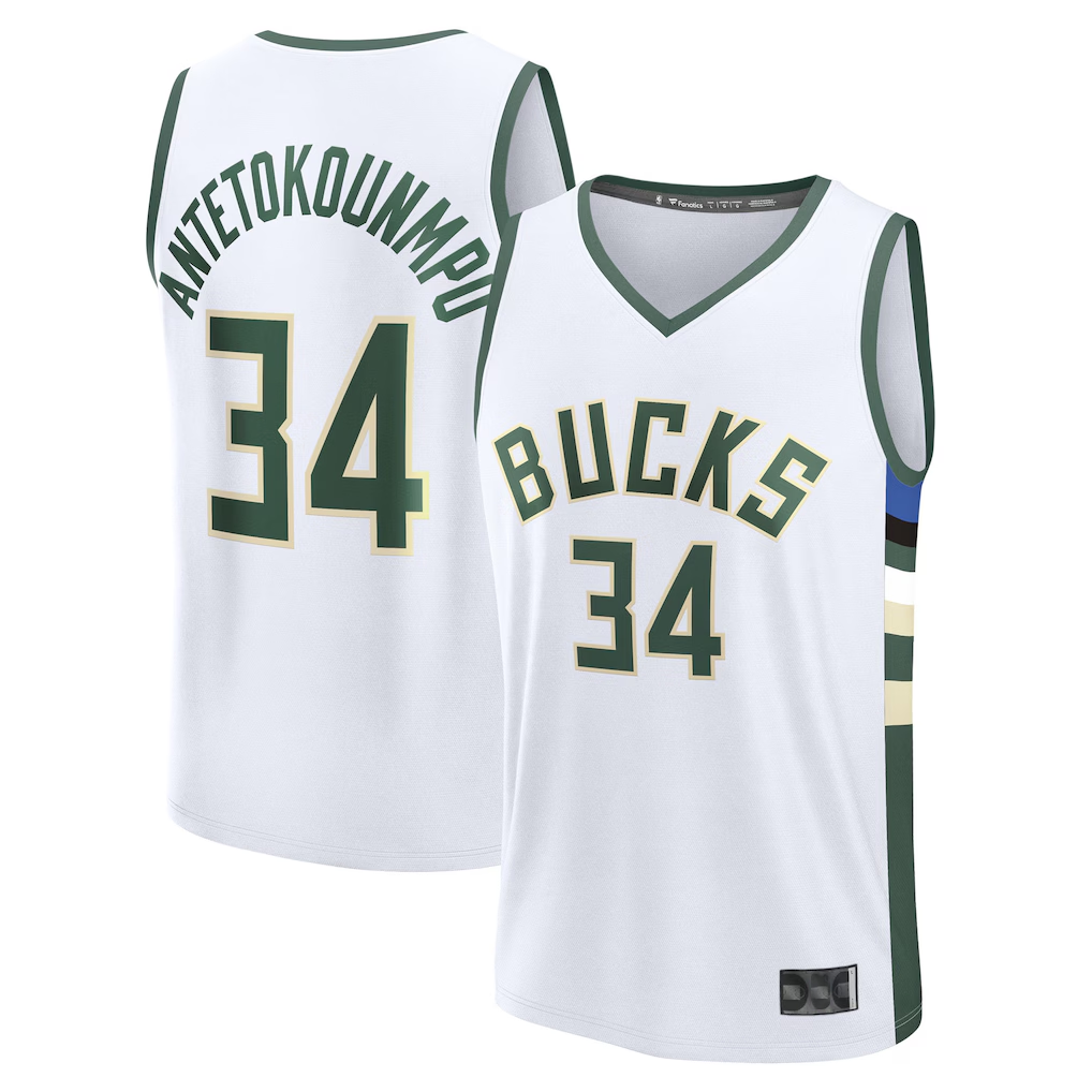 tocy M.Bucks #34 Giannis Antetokounmpo White Fast Break Replica Player Jerseys - Association Edition