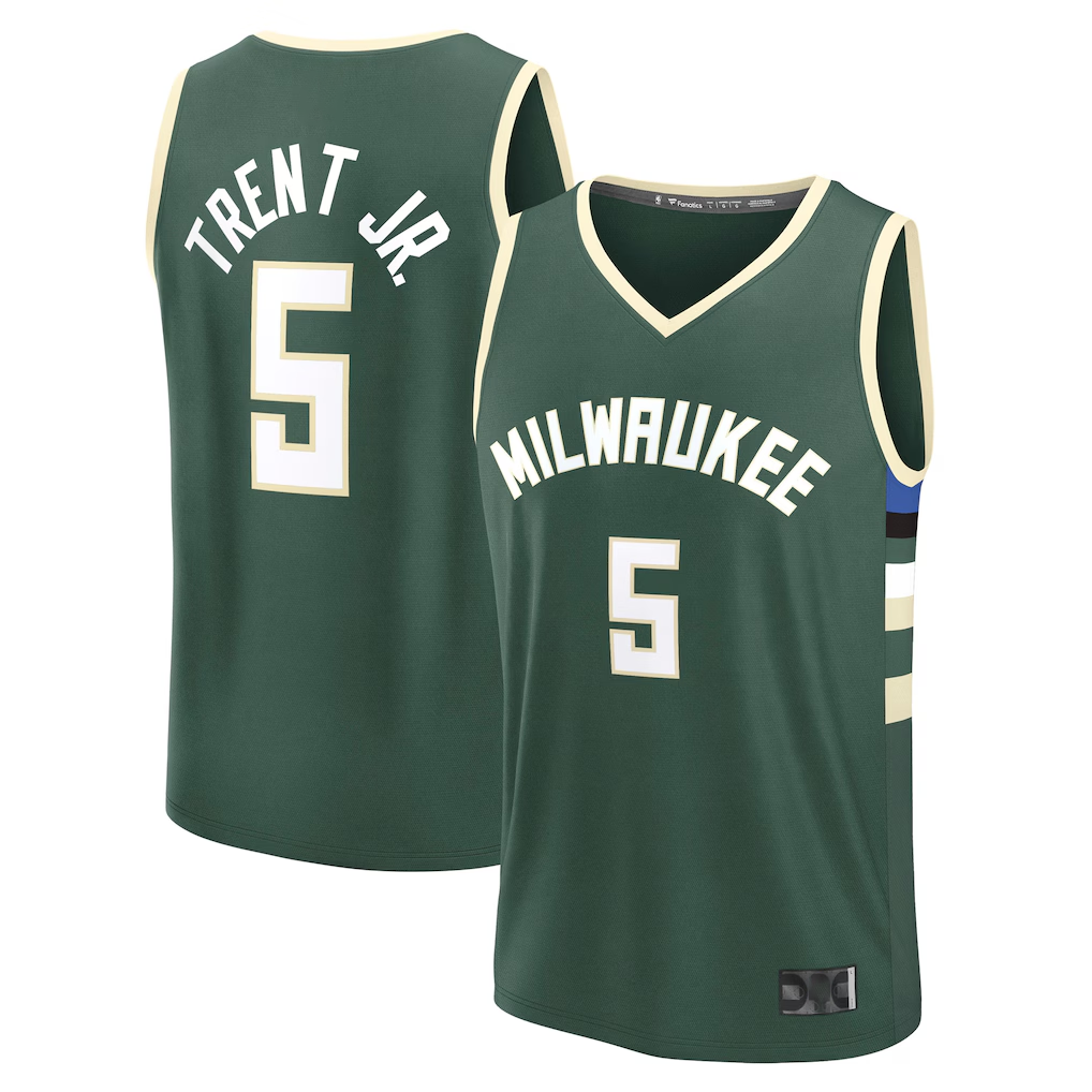 tocy M.Bucks #5 Gary Trent Jr. Hunter Green Fast Break Replica Player Jerseys - Icon Edition