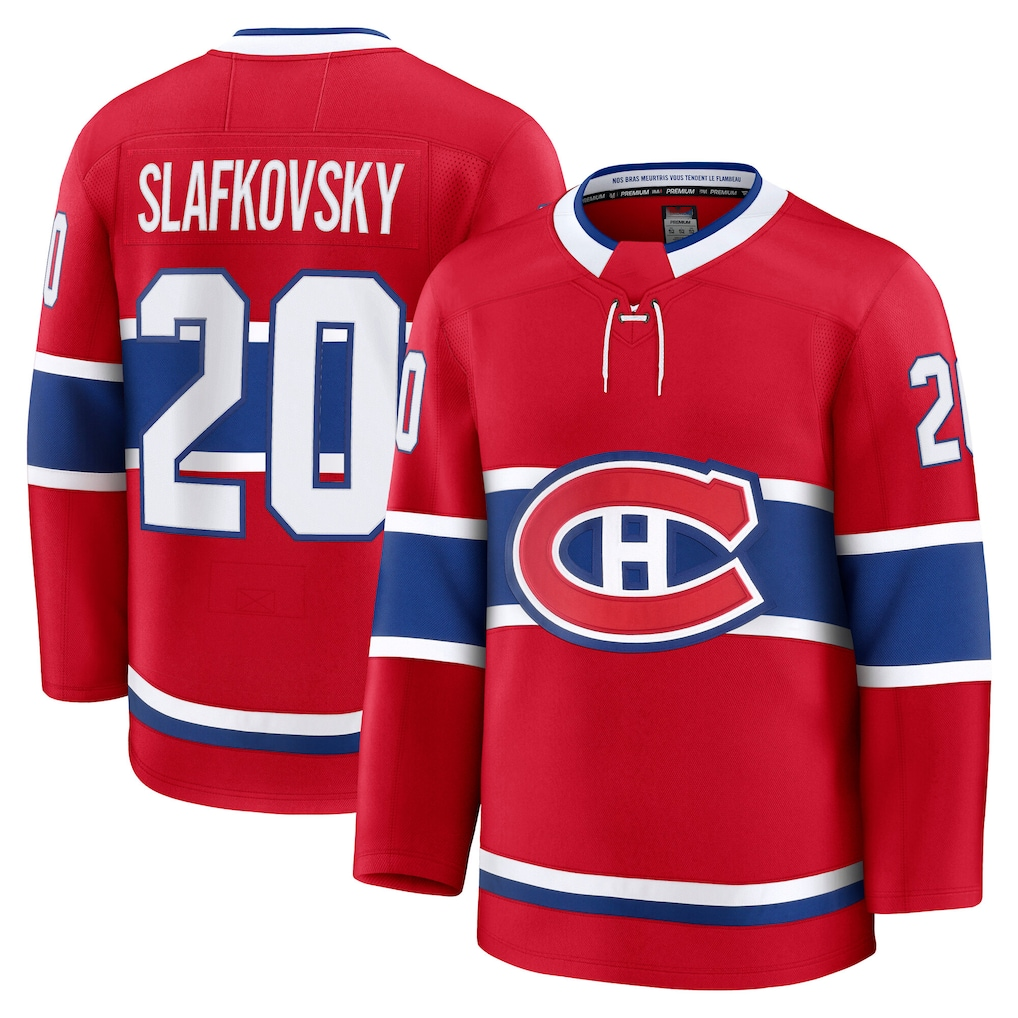 Tocy M.Canadiens #20 Juraj Slafkovsky Red Premium Jerseys