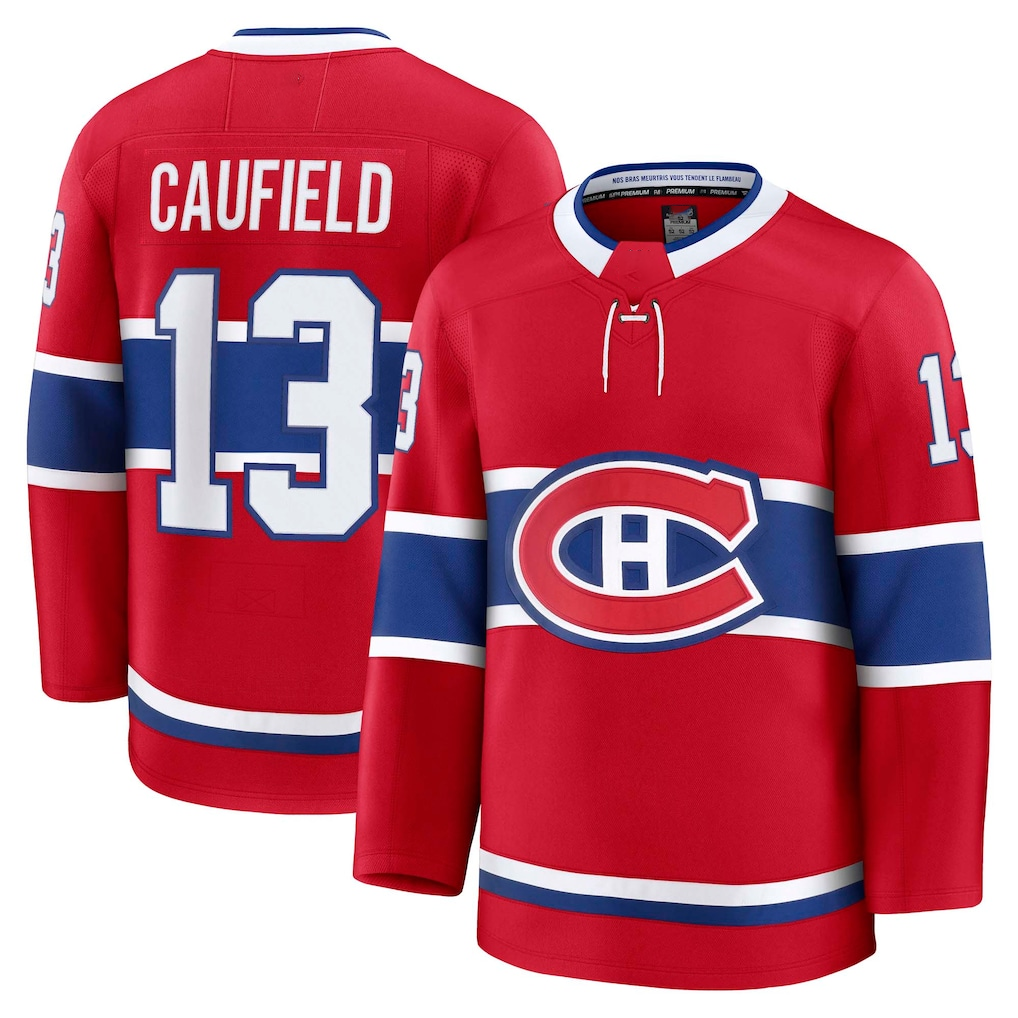 Tocy M.Canadiens #13 Cole Caufield Red Home Premium Jerseys