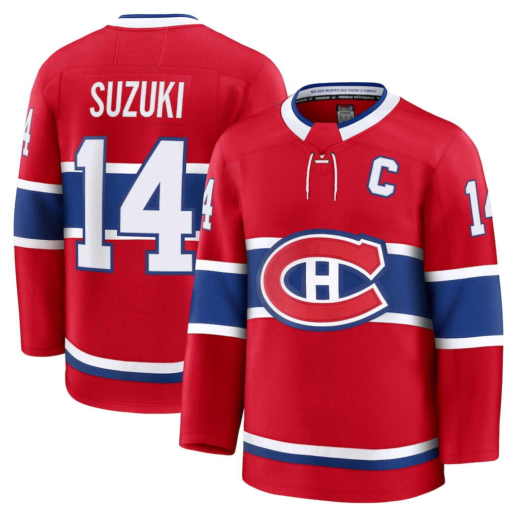 Tocy M.Canadiens #14 Nick Suzuki Red Home Premium Jerseys
