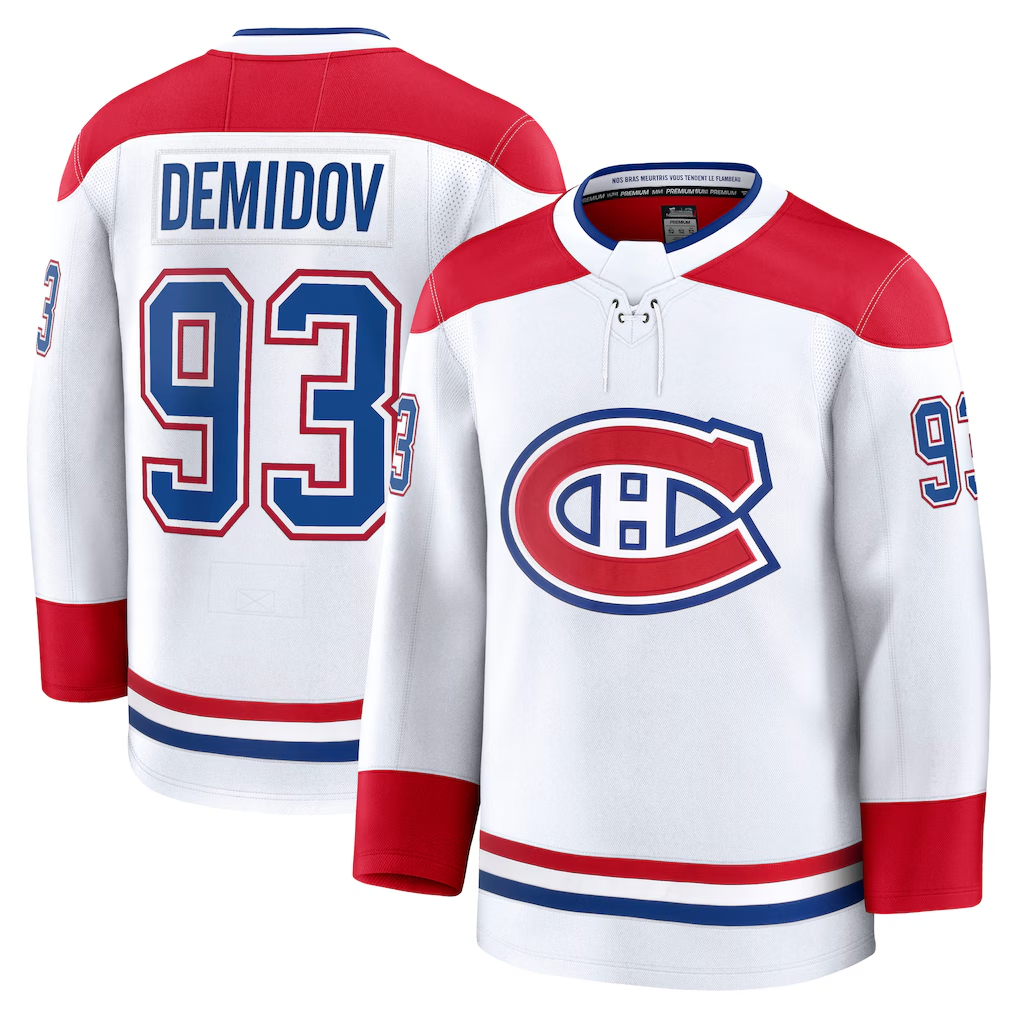 Tocy M.Canadiens #93 Ivan Demidov White Away Premium Jerseys