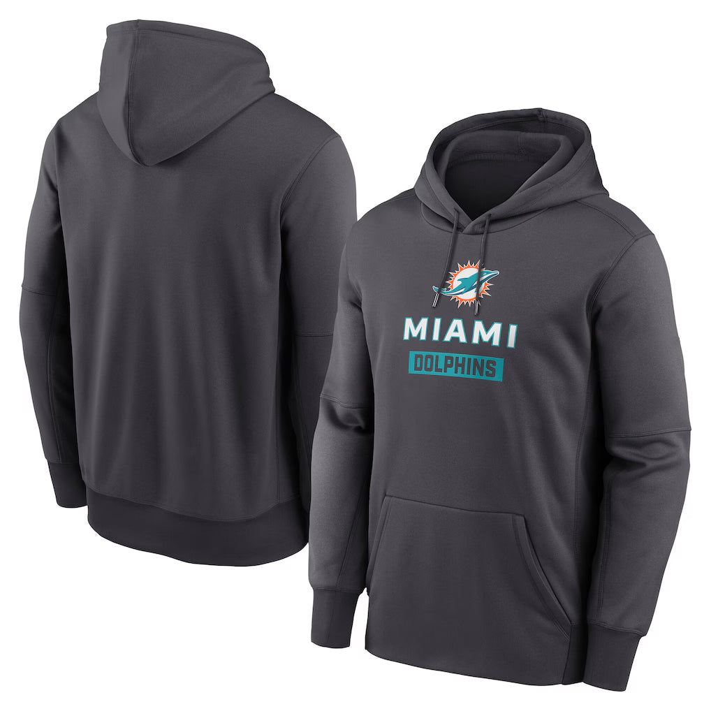 Tocy M.Dolphins Anthracite Pullover Hoodies Limited Blank Player Stitched Jerseys