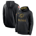 Tocy M.Dolphins Black Salute to Service Hoodies Limited Game Blank Player Stitched Jerseys