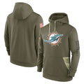 Tocy M.Dolphins Olive Salute to Service Pullover Hoodies Home Game Blank Player Stitched Jerseys