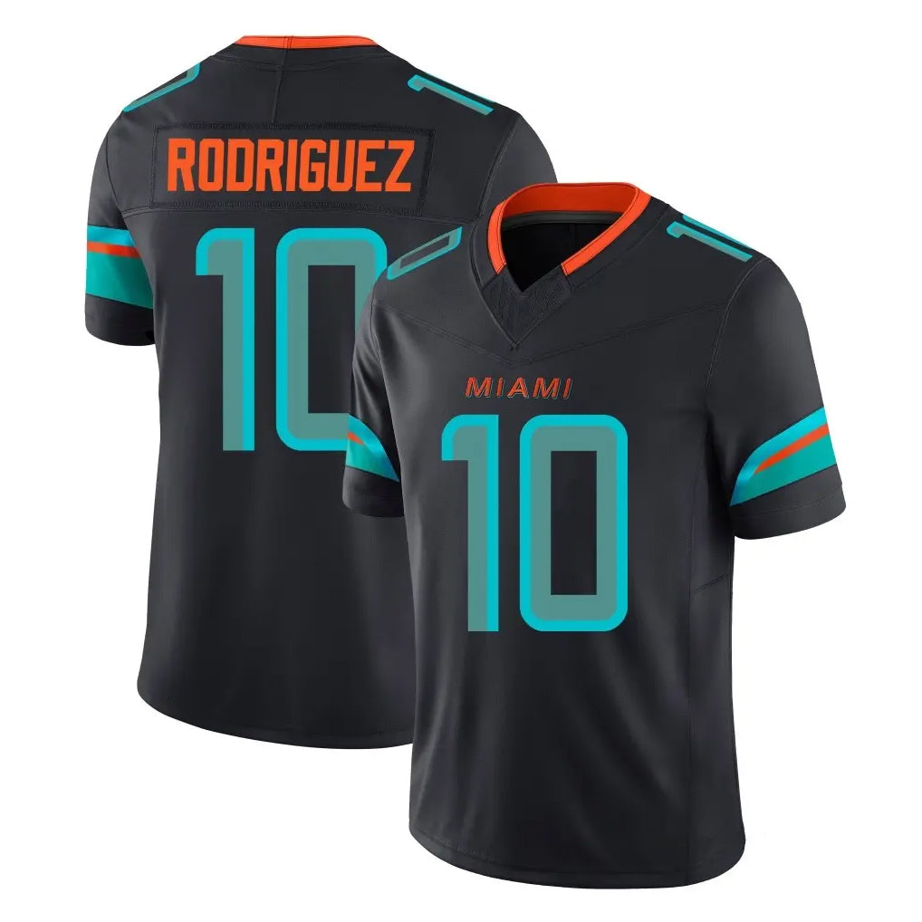Tocy M.Dolphins #10 Jacob Rodriguez Player Black Limited Pitch Rivalries Collection Home Game Stitched Jerseys