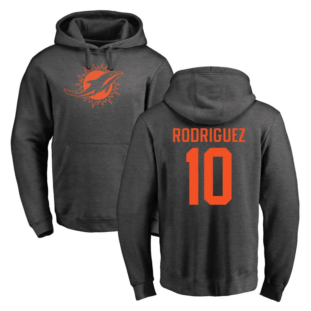 Tocy M.Dolphins #10 Jacob Rodriguez Player Darkgray Pullover Hoodies Limited Stitched Jerseys