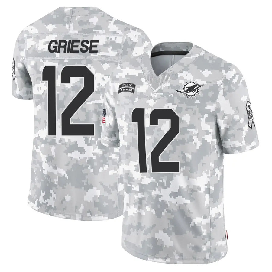 tocy M.Dolphins #12 Bob Griese Player Arctic Camo Salute to Service Limited Stitched Jerseys