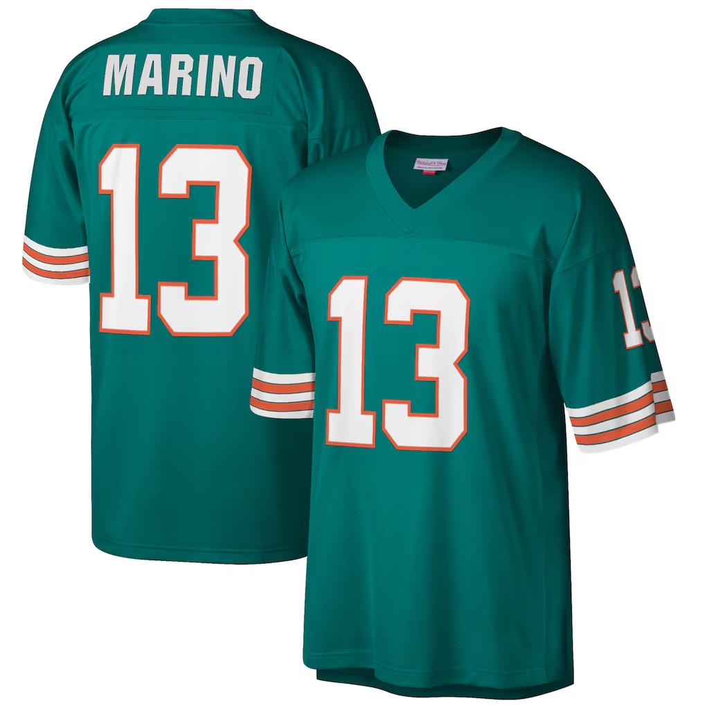 tocy M.Dolphins #13 Dan Marino Mitchell & Ness Aqua Big & Tall 1984 Retired Player Replica Stitched Jerseys