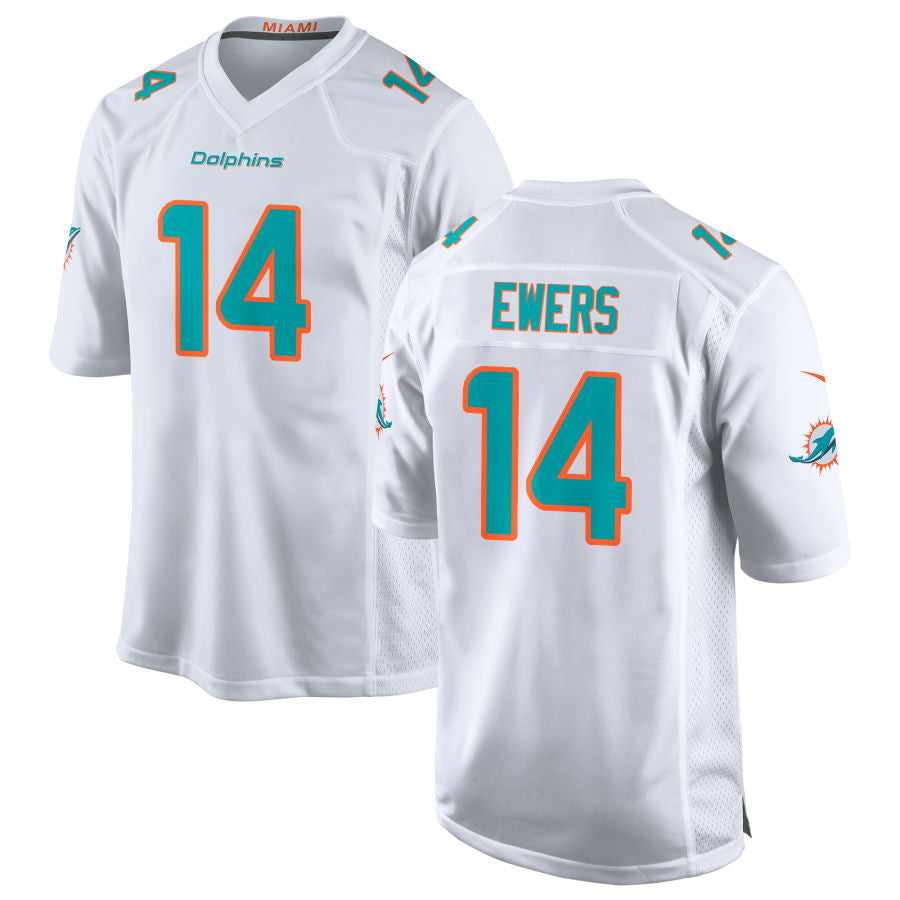 tocy M.Dolphins #14 Quinn Ewers Player White Home Game Stitched Jerseys