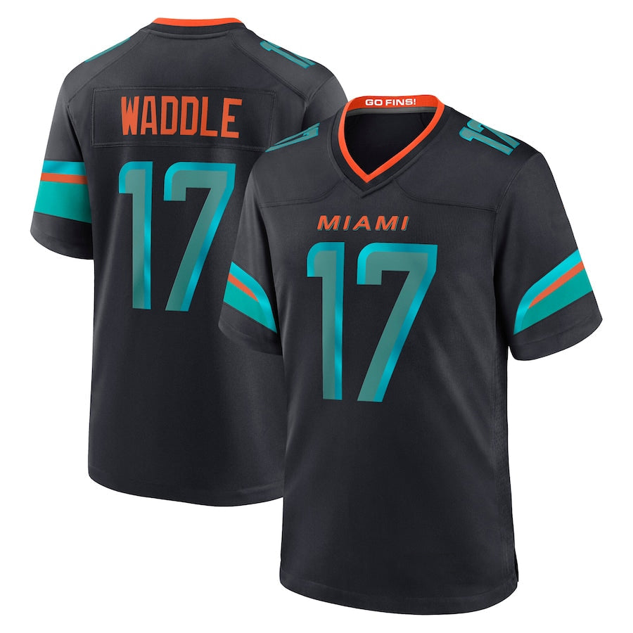 tocy M.Dolphins #17 Jaylen Waddle Player Blue Rivalries Collection Game Stitched Jerseys