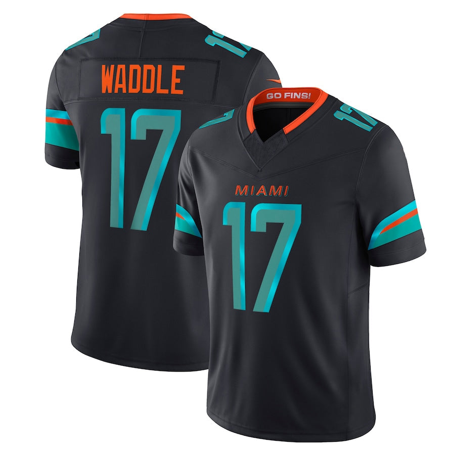 tocy M.Dolphins #17 Jaylen Waddle Player Blue Rivalries Collection Vapor Limited Stitched Jerseys