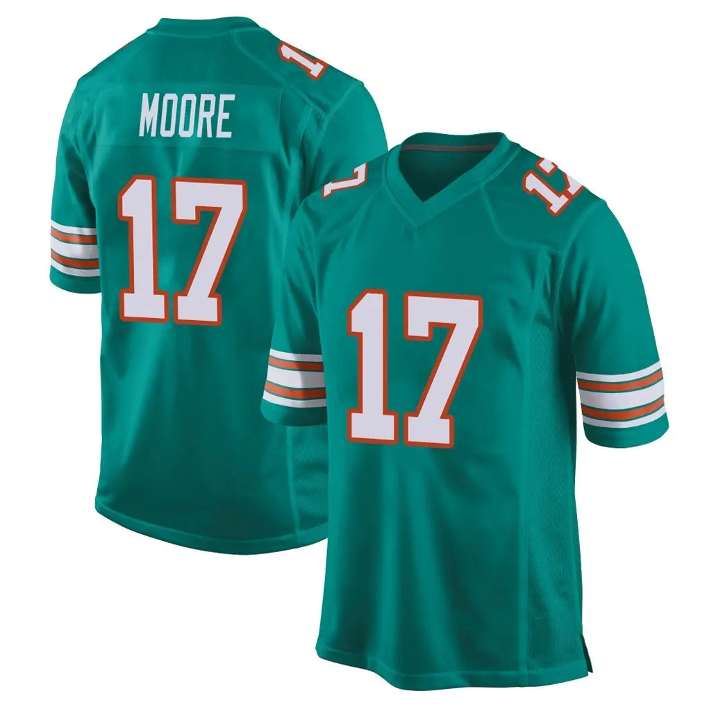 Tocy M.Dolphins #17 Trey Moore Player Aqua Alternate Home Game Stitched Jerseys