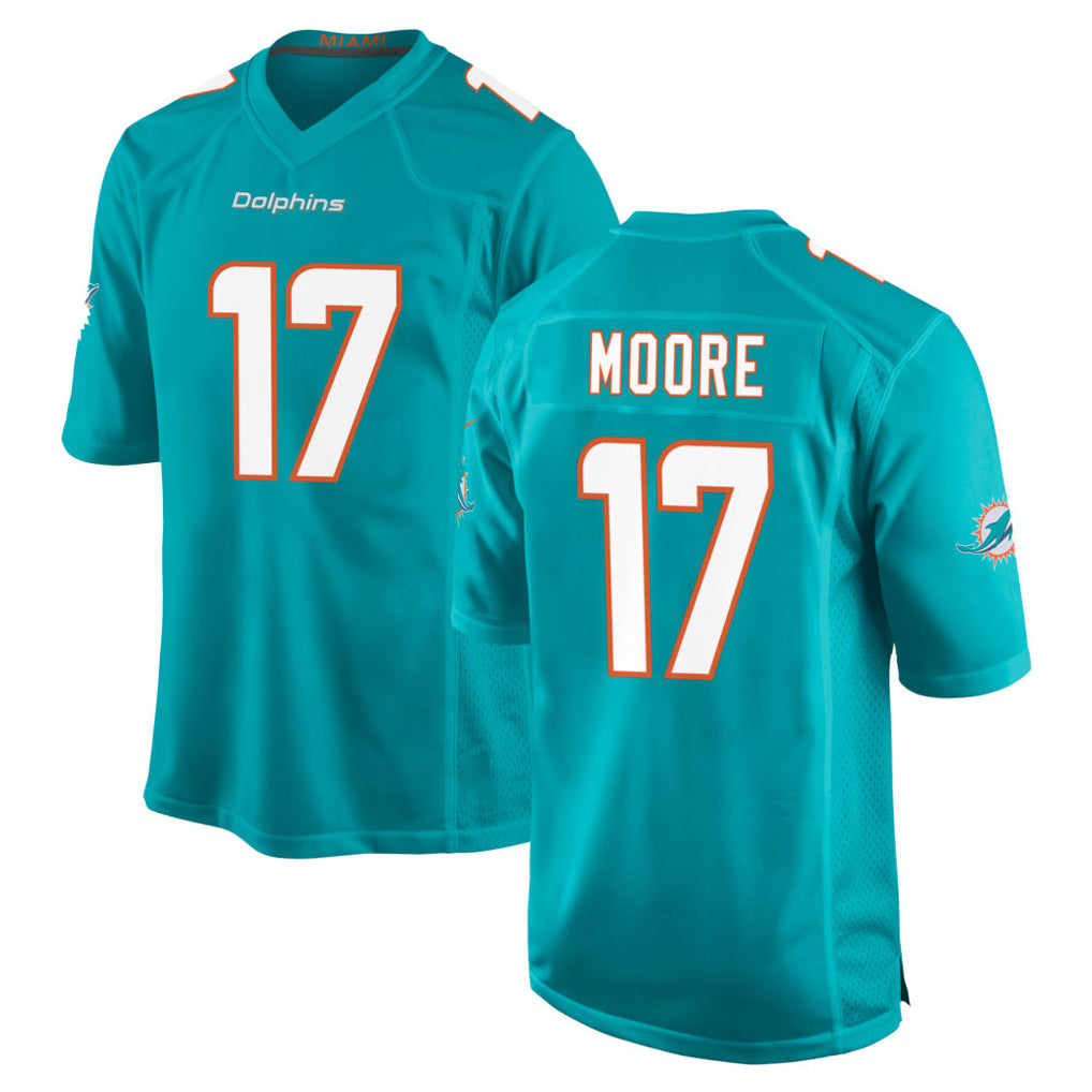 Tocy M.Dolphins #17 Trey Moore Player Aqua Home Game Stitched Jerseys