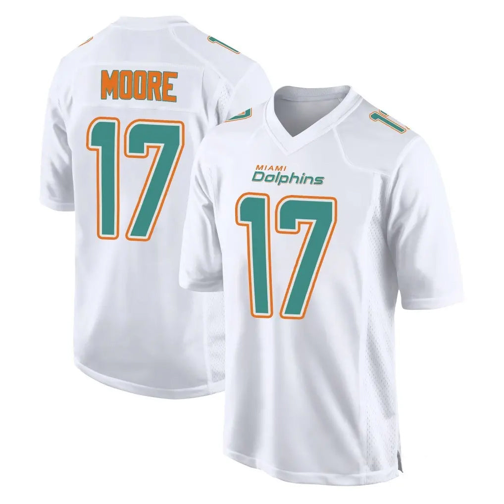 Tocy M.Dolphins #17 Trey Moore Player White Fashion Home Game Stitched Jerseys
