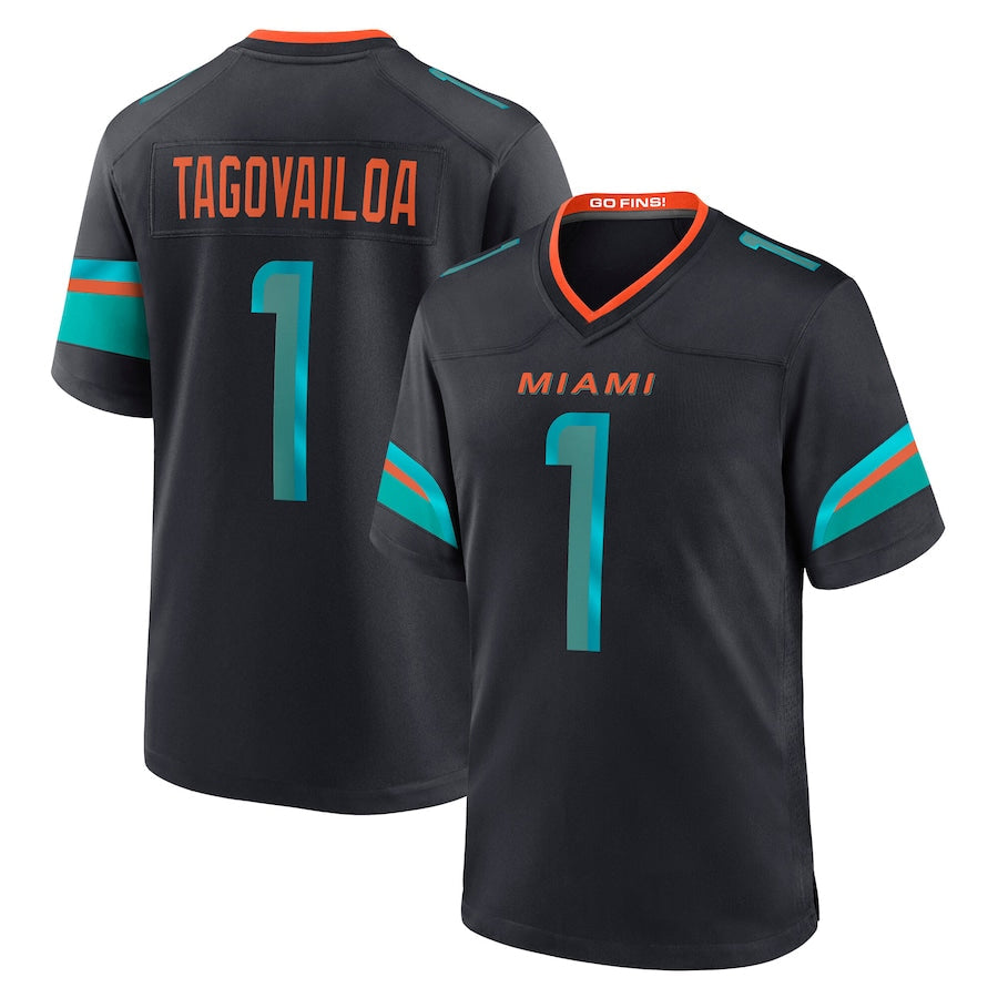 tocy M.Dolphins #1 Tua Tagovailoa Player Blue Rivalries Collection Game Stitched Jersey