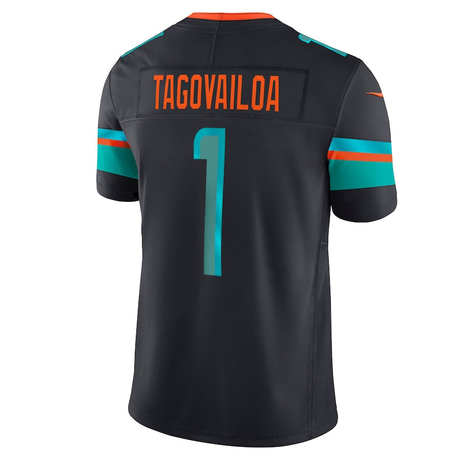 tocy M.Dolphins #1 Tua Tagovailoa Player Blue Rivalries Collection Vapor Limited Stitched Jerseys