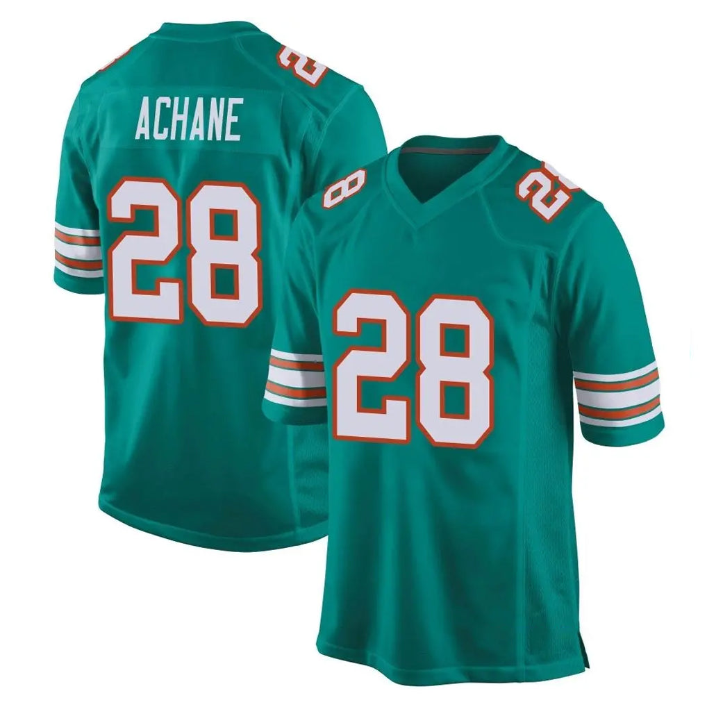 Tocy M.Dolphins #28 De'Von Achane Player Aqua Alternate Home Game Stitched Jerseys