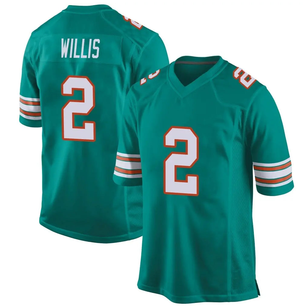 Tocy M.Dolphins #2 Malik Willis Player Aqua Alternate Home Game Stitched Jerseys