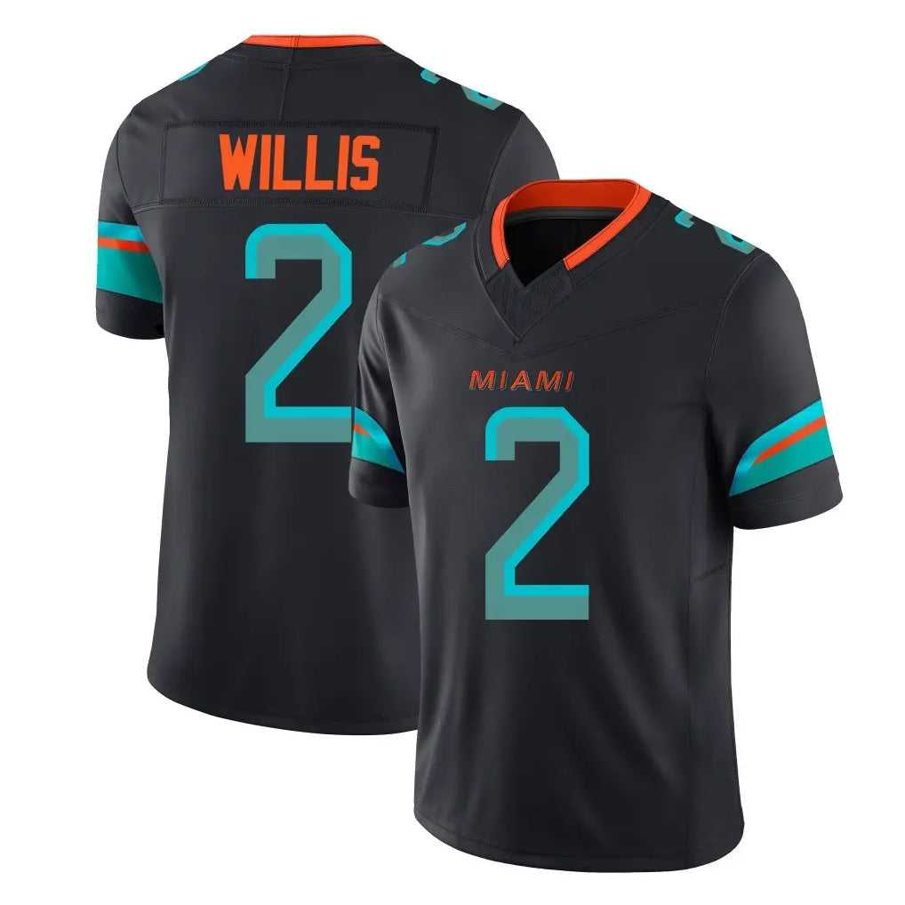 Tocy M.Dolphins #2 Malik Willis Player Black Limited Pitch Rivalries Collection Home Game Stitched Jerseys
