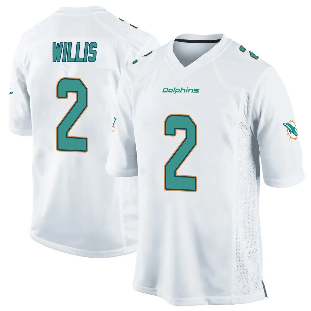 Tocy M.Dolphins #2 Malik Willis Player White Home Game Stitched Jerseys
