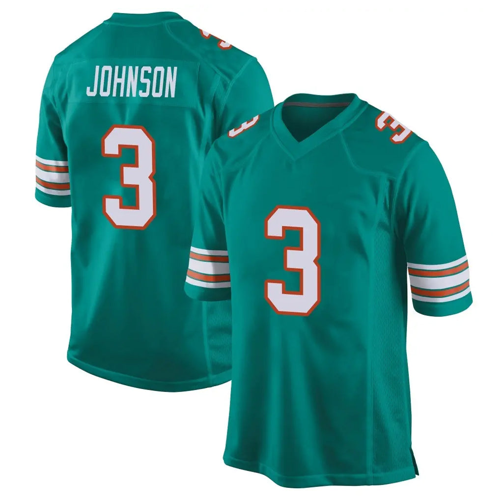 Tocy M.Dolphins #3 Chris Johnson Player Aqua Alternate Home Game Stitched Jerseys
