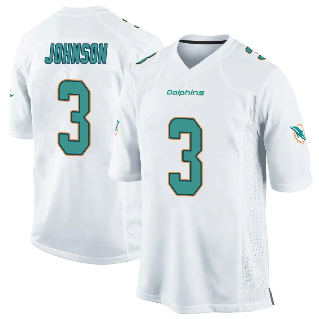 Tocy M.Dolphins #3 Chris Johnson Player White Home Game Stitched Jerseys