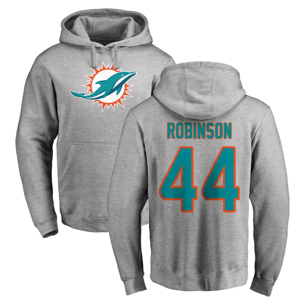 Tocy M.Dolphins #44 Chop Robinson Player Gray LOGO Pullover Hoodies Limited Stitched Jerseys