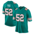 Tocy M.Dolphins #52 Patrick Paul Player Aqua Alternate Home Game Stitched Jerseys