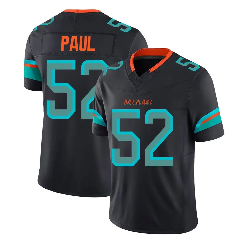 Tocy M.Dolphins #52 Patrick Paul Player Black Limited Pitch Rivalries Collection Home Game Stitched Jerseys
