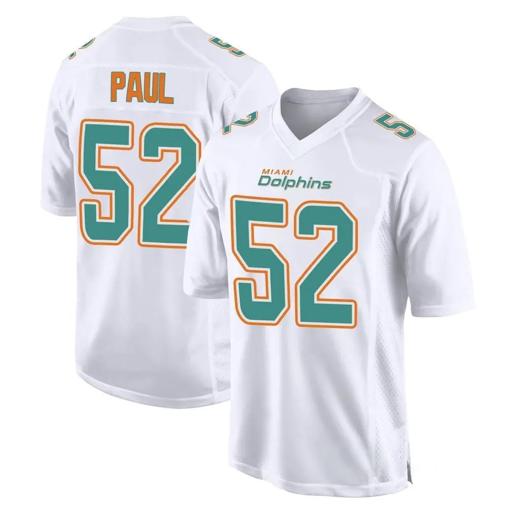 Tocy M.Dolphins #52 Patrick Paul Player White Fashion Home Game Stitched Jerseys