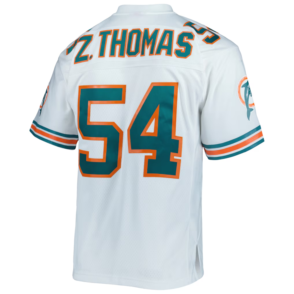 Tocy M.Dolphins #54 Zach Thomas Mitchell & Ness White Legacy Replica Jersey Stitched Puhic