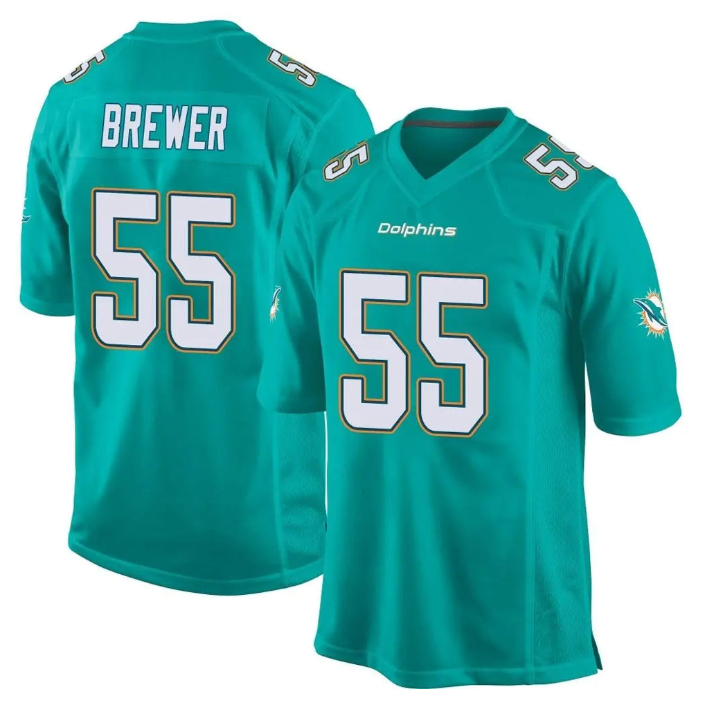 Tocy M.Dolphins #55 Aaron Brewer Player Aqua Team Color Home Game Stitched Jerseys