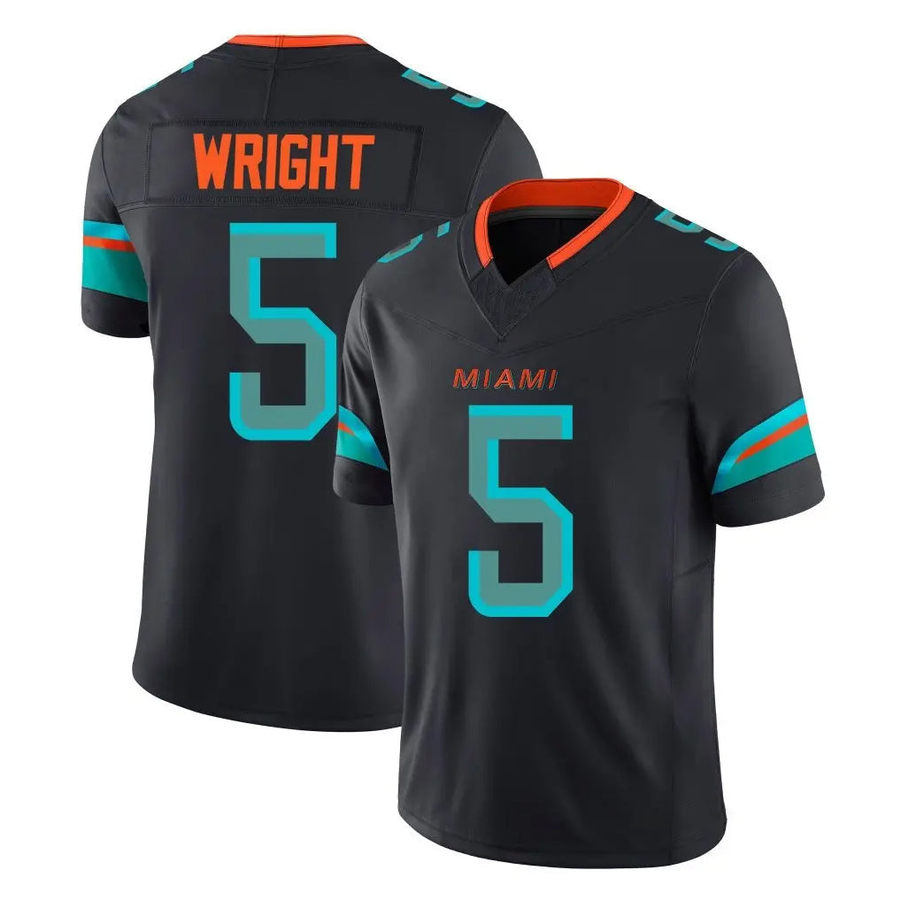 Tocy M.Dolphins #5 Jaylen Wright Player Black Limited Pitch Rivalries Collection Home Game Stitched Jerseys