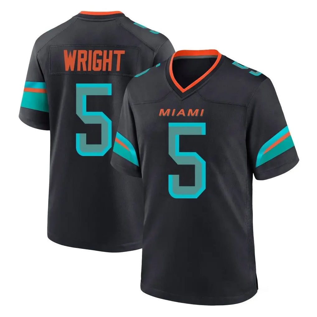 Tocy M.Dolphins #5 Jaylen Wright Player Black Pitch Rivalries Collection Home Game Stitched Jerseys