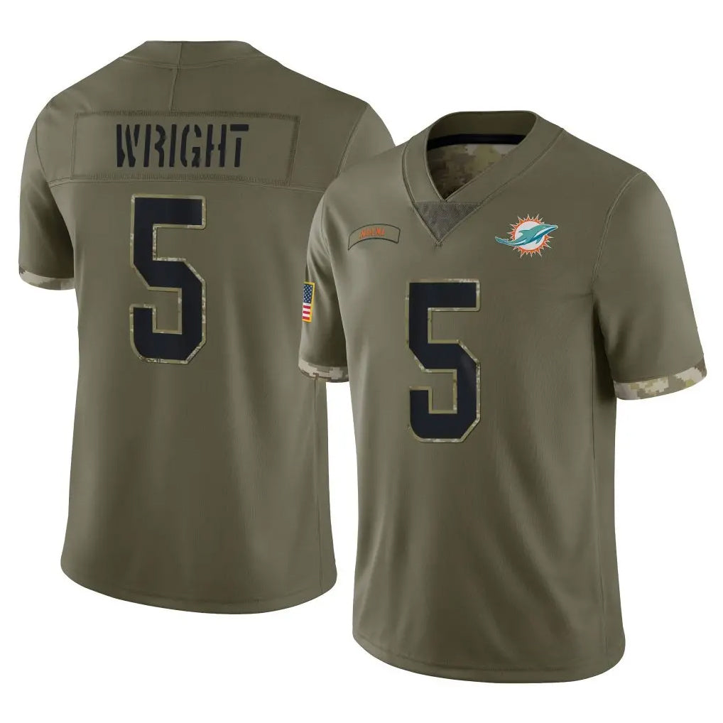 Tocy M.Dolphins #5 Jaylen Wright Player Olive Salute To Service Limited Stitched Jerseys