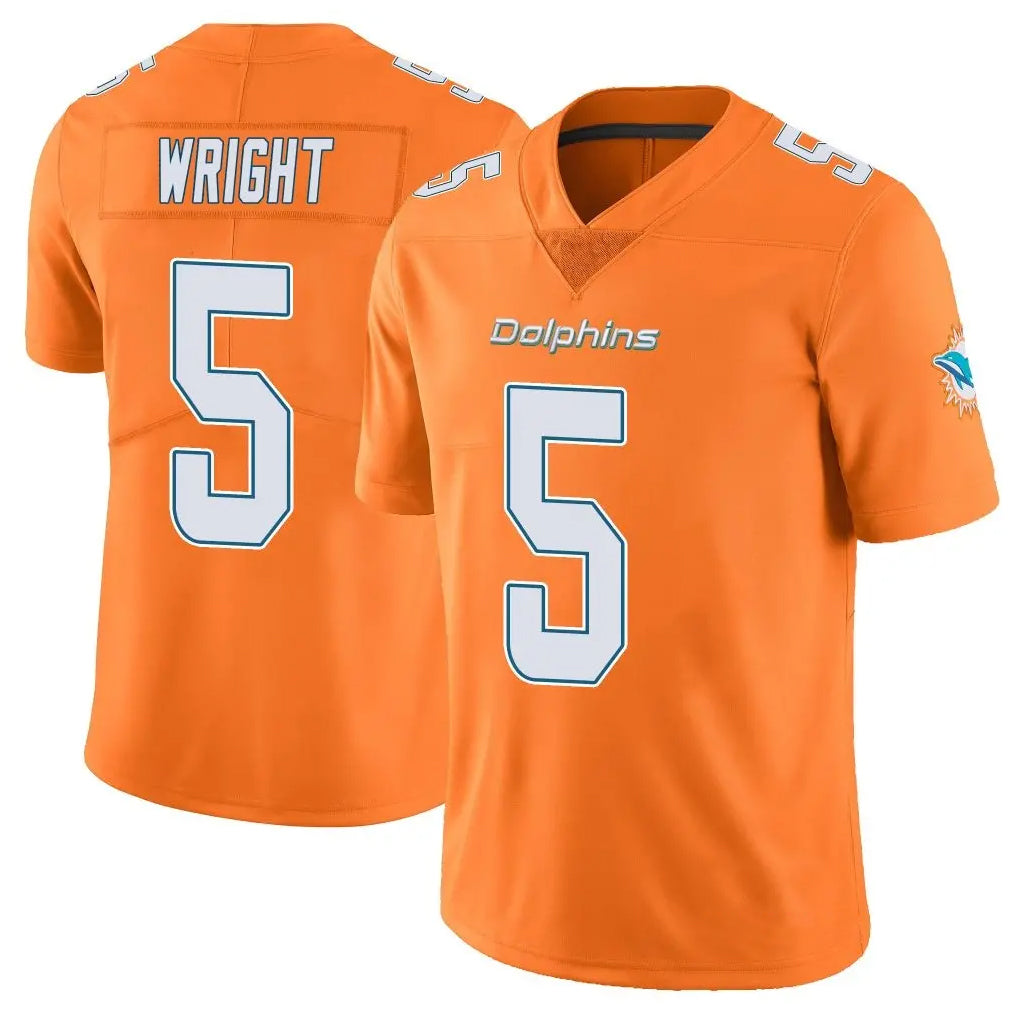 Tocy M.Dolphins #5 Jaylen Wright Player Orange Limited Home Game Stitched Jerseys