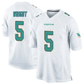 Tocy M.Dolphins #5 Jaylen Wright Player White Home Game Stitched Jerseys