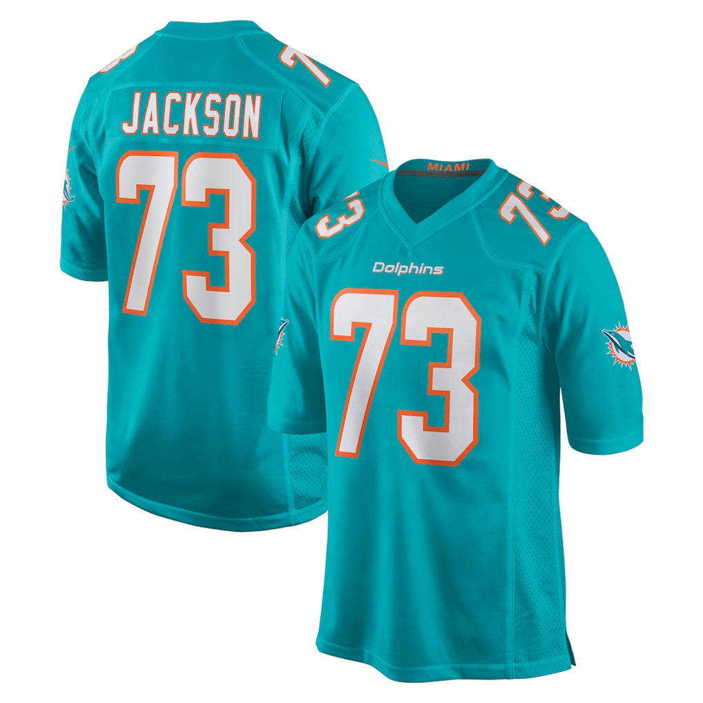 Tocy M.Dolphins #73 Austin Jackson Player Aqua Home Game Stitched Jerseys