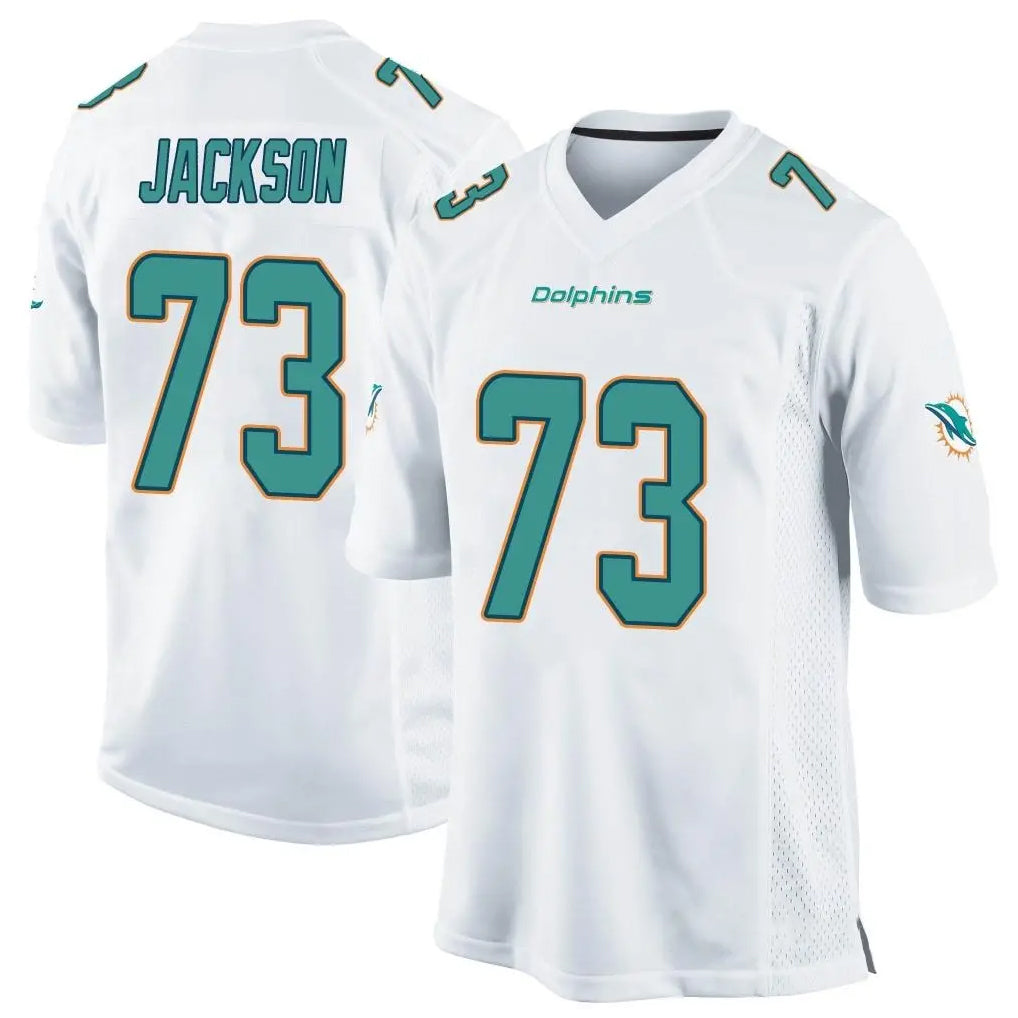 Tocy M.Dolphins #73 Austin Jackson Player White Home Game Stitched Jerseys