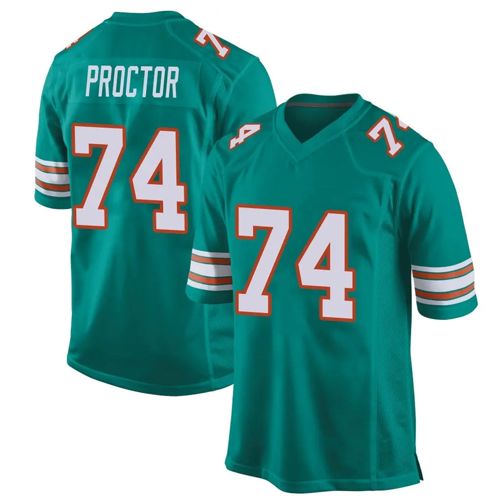 Tocy M.Dolphins #74 Kadyn Proctor Player Aqua Alternate Home Game Stitched Jerseys