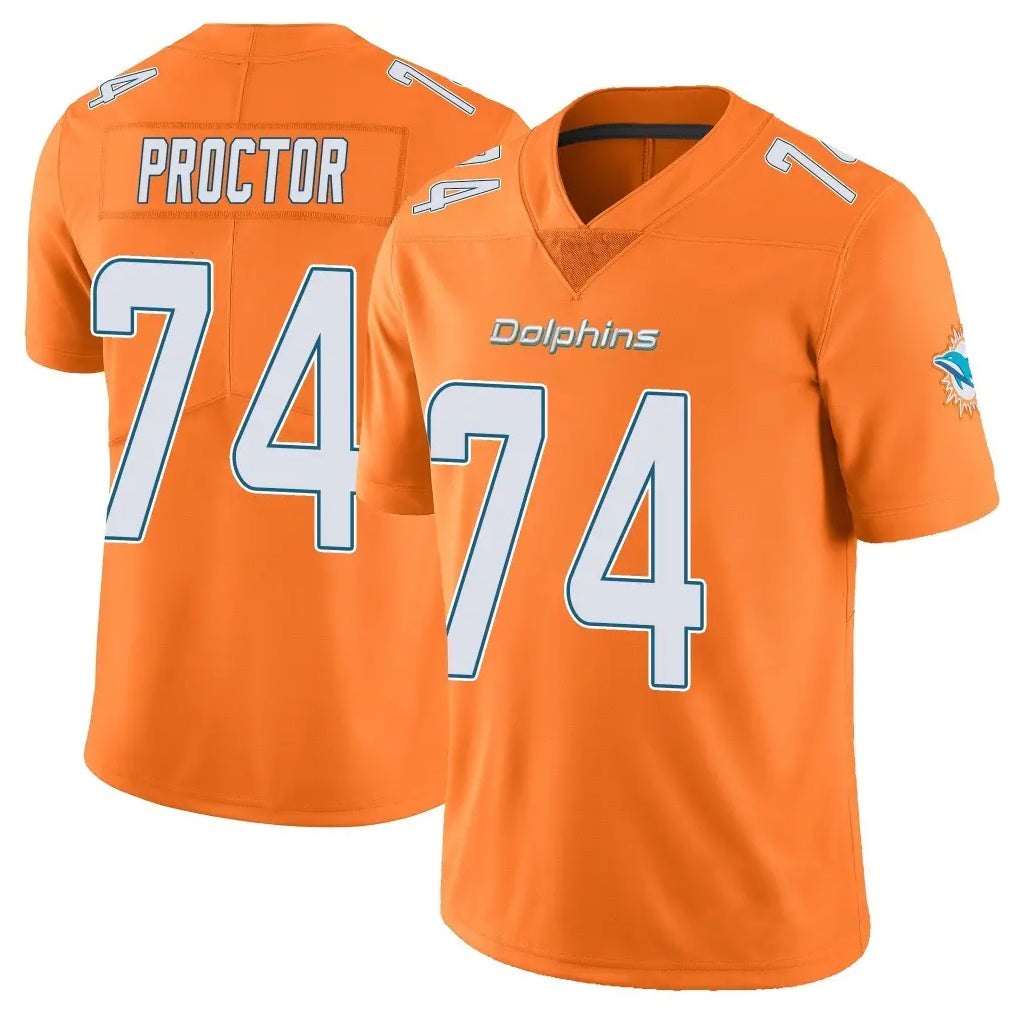 Tocy M.Dolphins #74 Kadyn Proctor Player Orange Limited Home Game Stitched Jerseys
